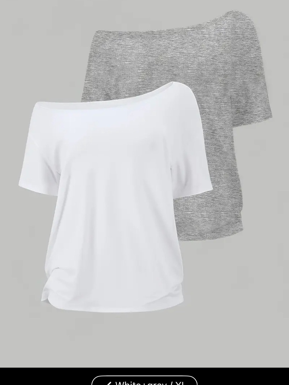 Women's Off-Shoulder Top - White & Heather Gray (2-Pack) Brand New Never Worn